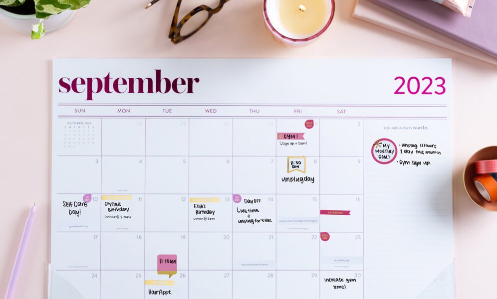 Erin Condren Best Self-Care Tips and Tools - calendar downtime for self-care